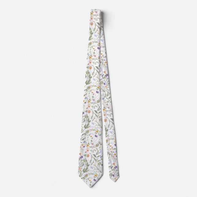 Colourful Garden Flowers Wildflower Spring Meadow Tie (Front)