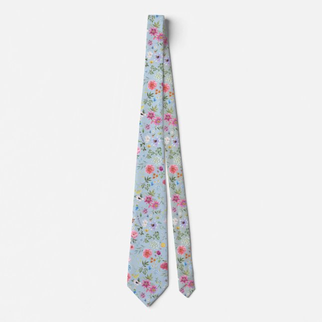Colourful Garden Flowers Wildflower Spring Meadow Tie (Front)