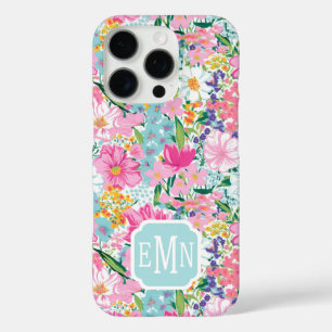 Colourful Garden Monogrammed iPhone 16 Pro Case