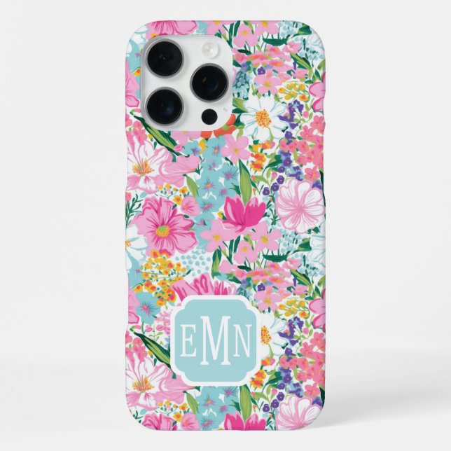 Colourful Garden Monogrammed iPhone Case (Back)