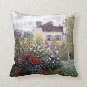 Colourful Garden of Dahlias with Monet Cushion