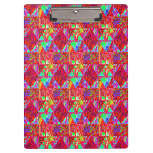 Colourful Garden Quilt Painting with Red Hydrangea Clipboard