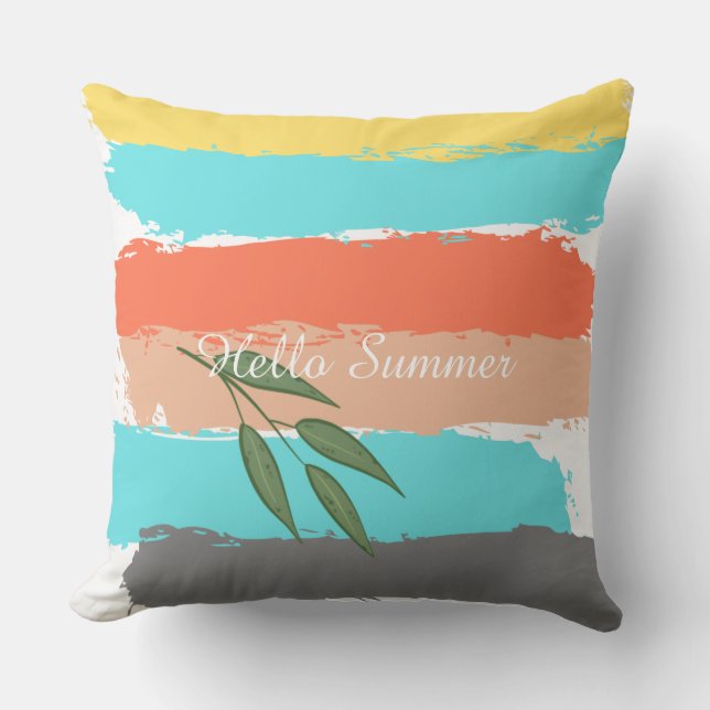 Colourful garden stripes cute outdoor Throw Pillow (Front)