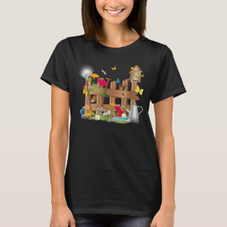 Colourful garden world behind the garden fence T-Shirt