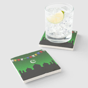 Colourful Garland with Mosque Stone Coaster