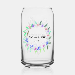 colourful garland wreath Christmas waadd name text Can Glass