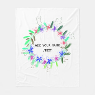 colourful garland wreath Christmas waadd name text Fleece Blanket