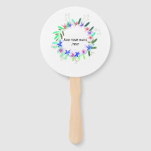 colourful garland wreath Christmas waadd name text Hand Fan