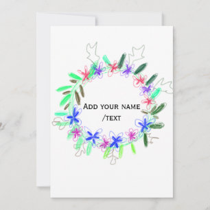 colourful garland wreath Christmas waadd name text Holiday Card