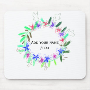 colourful garland wreath Christmas waadd name text Mouse Pad