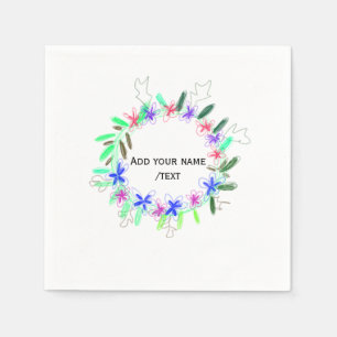 colourful garland wreath Christmas waadd name text Napkin