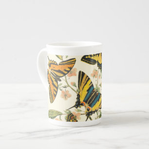 Colourful Gathering of Butterflies and Caterpillar Bone China Mug