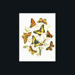 Colourful Gathering of Butterflies and Caterpillar Canvas Print<br><div class="desc">How much more colourful can you get? This gathering of butterflies and caterpillars pops with pigment,  assaulting the eyes with beauty. Get your print today!</div>