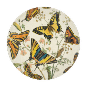 Colourful Gathering of Butterflies and Cutting Board