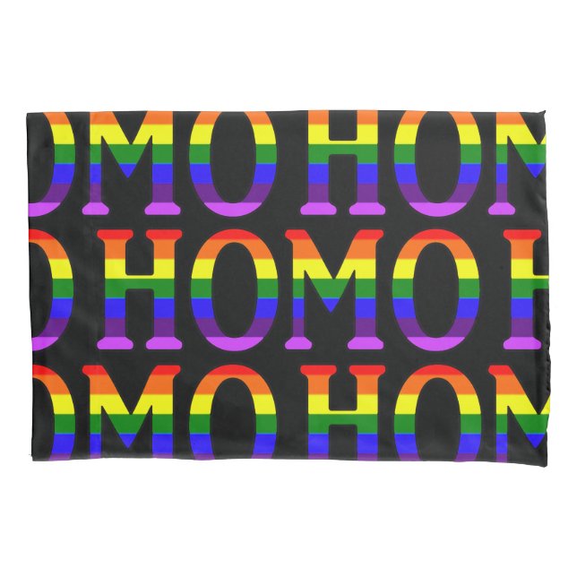 Colourful Gay Rainbow Homo Pattern Match Pillowcase (Front)