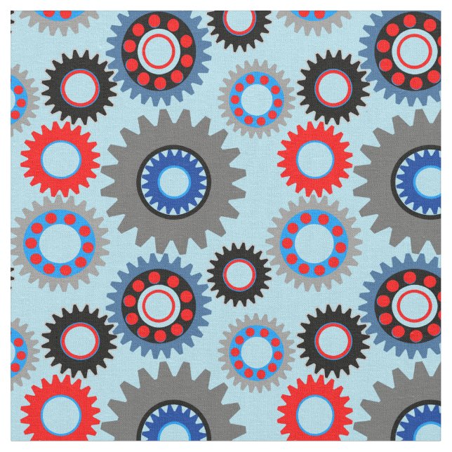 Colourful Gear Pattern Fabric (Close Up)