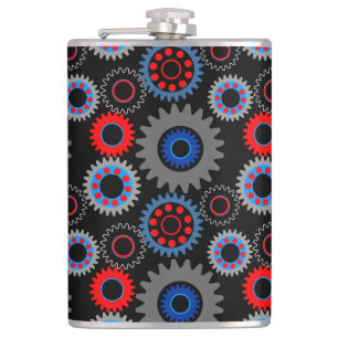 Colourful Gears Hip Flask