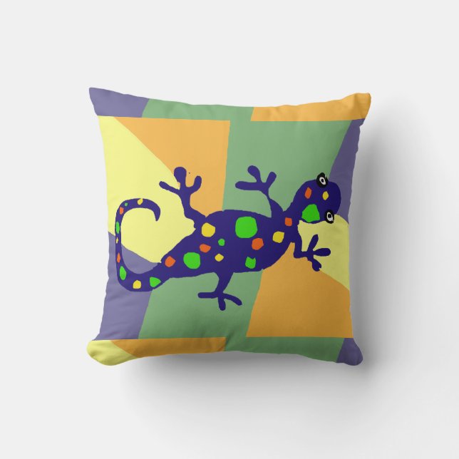 Colourful Gecko Art Cushion (Front)