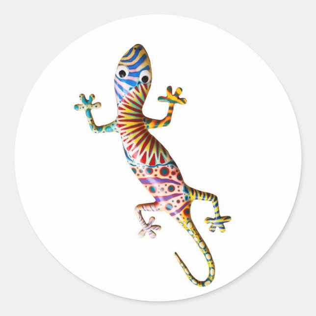 Colourful gekko lizard  classic round sticker (Front)