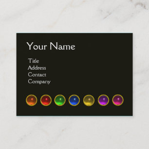 COLOURFUL GEM STONES BLACK WHITE PINK MONOGRAM, BUSINESS CARD
