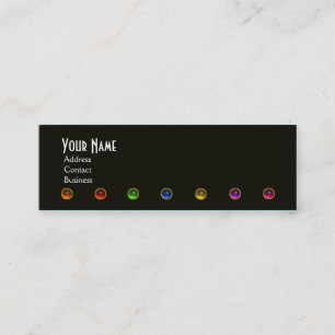 COLOURFUL GEM STONES BLACK  WHITE PINK MONOGRAM, MINI BUSINESS CARD