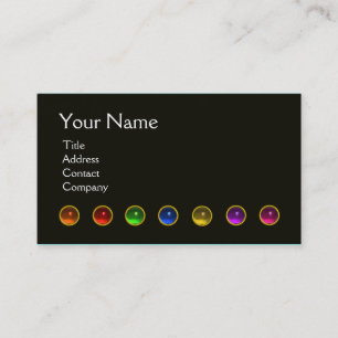 COLOURFUL GEM STONES BLACK WHITE RED MONOGRAM, BUSINESS CARD