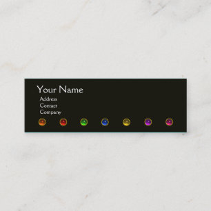 COLOURFUL GEM STONES BLACK WHITE RED MONOGRAM, MINI BUSINESS CARD