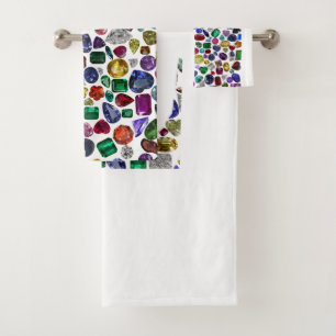 Colourful Gemstone & Diamond Pattern Bath Towel Set