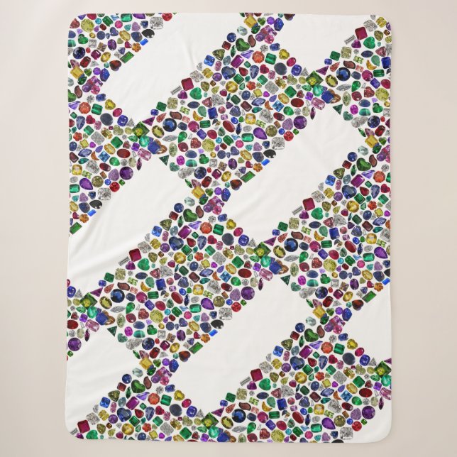 Colourful Gemstone & Diamond Pattern Sherpa Blanket (Front)