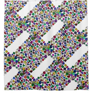 Colourful Gemstone & Diamond Pattern Shower Curtain