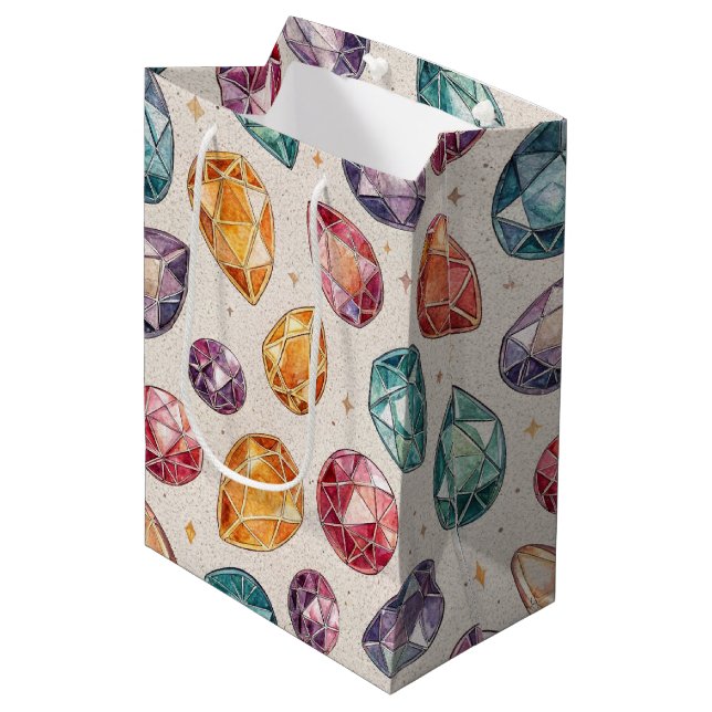 Colourful Gemstone Pattern (1) Medium Gift Bag (Front Angled)