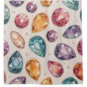 Colourful Gemstone Pattern (1) Shower Curtain