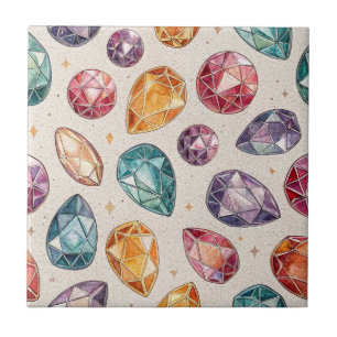 Colourful Gemstone Pattern (1) Tile