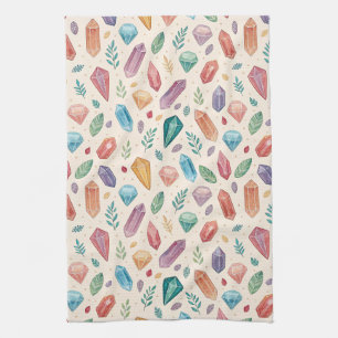 Colourful Gemstone Pattern (2) Tea Towel