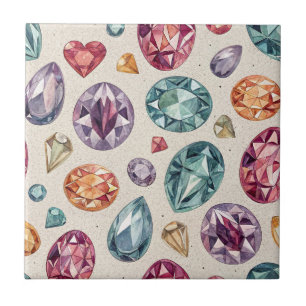 Colourful Gemstone Pattern (2) Tile
