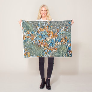 Colourful Gemstones And Crystals Mosaic Art Fleece Blanket