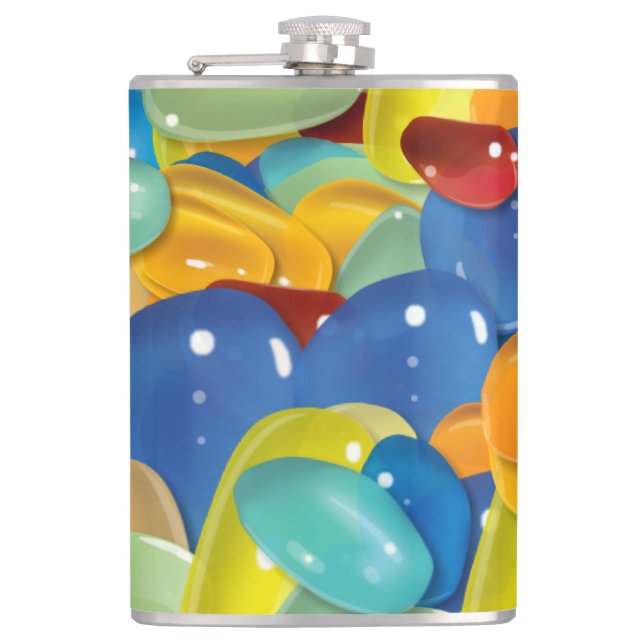Colourful gemstones    hip flask (Front)