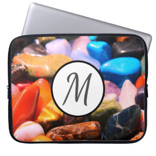 Colourful Gemstones Monogram Computer Laptop Sleeve