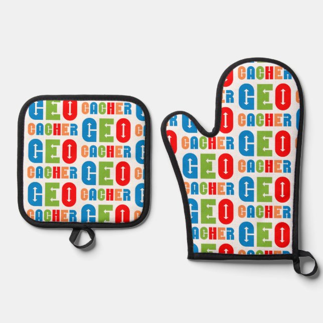 Colourful Geocacher Arrows Oven Mitt & Pot Holder Set (Front)