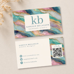 Colourful Geode Pattern Monogram Jewellery Designe Business Card