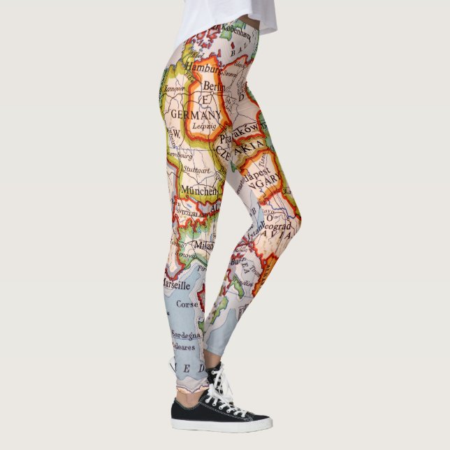 Colourful Geographic World Map Leggings (Right)