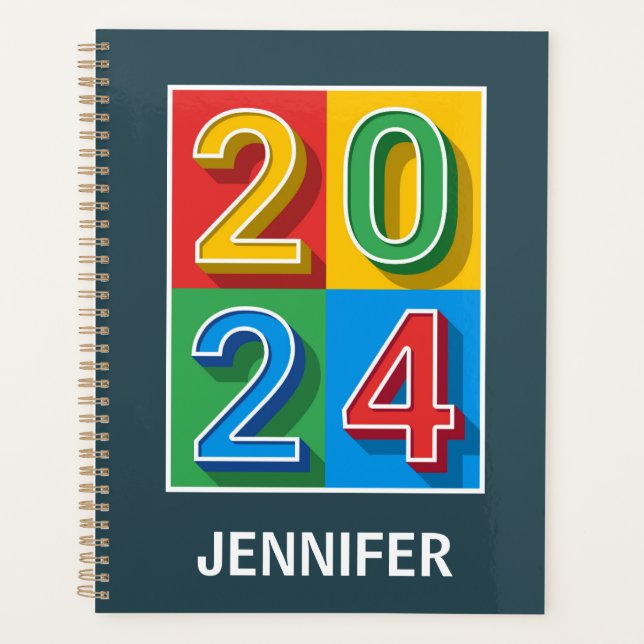 Colourful geometric 2024 design planner (Front)