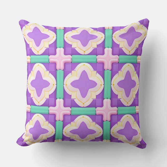 Colourful Geometric Abstract Art Cushion (Front)