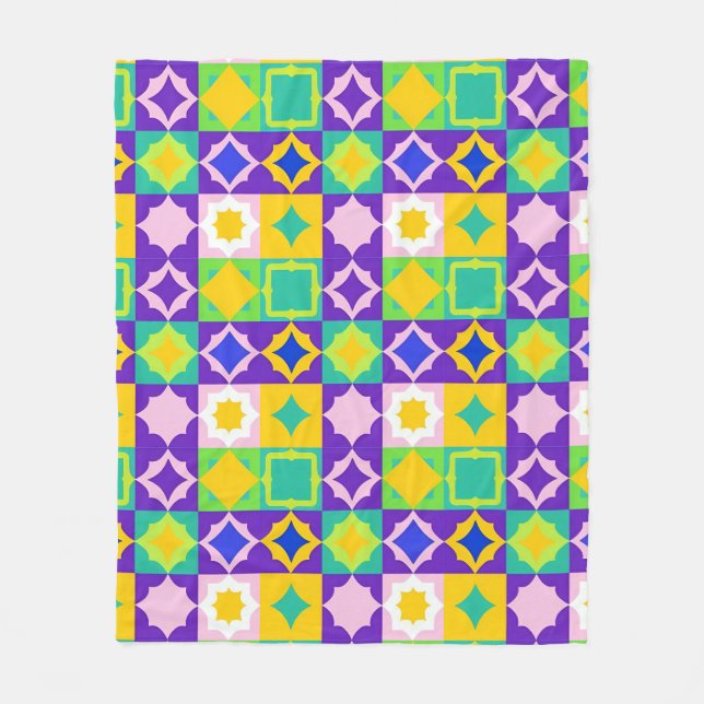 Colourful Geometric Abstract Art Fleece Blanket (Front)