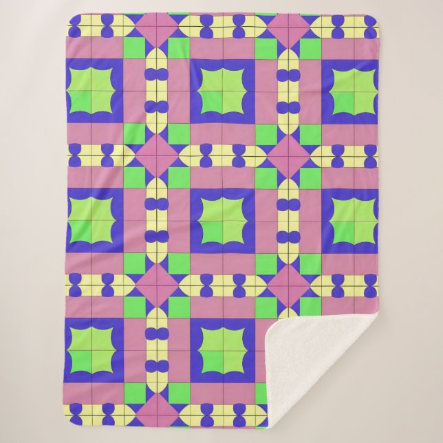 Colourful Geometric Abstract Art Sherpa Blanket (Front)