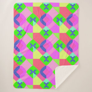 Colourful Geometric Abstract Art Sherpa Blanket