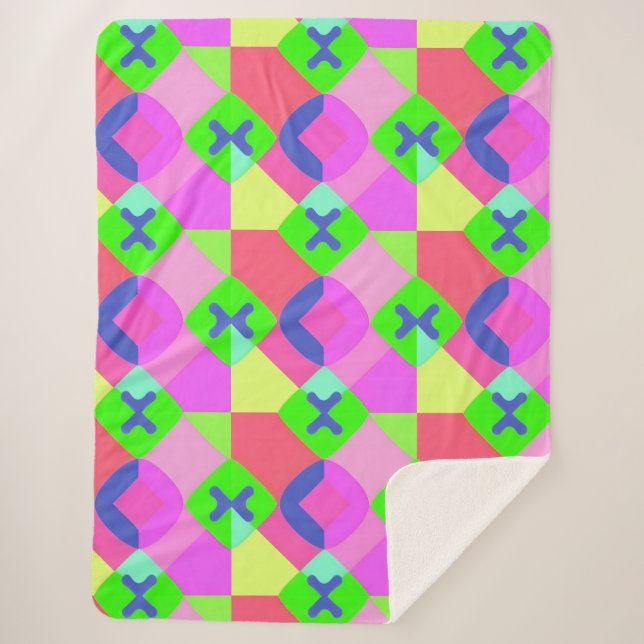 Colourful Geometric Abstract Art Sherpa Blanket (Front)