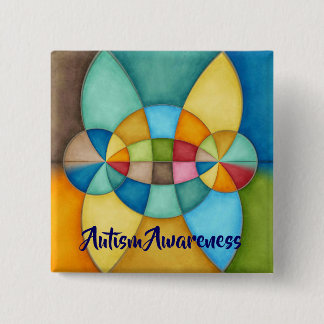 Colourful Geometric Abstract Autism Awareness 15 Cm Square Badge