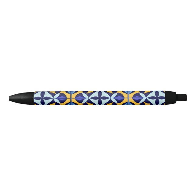 Colourful Geometric Abstract Design Black Ink Pen (Front)