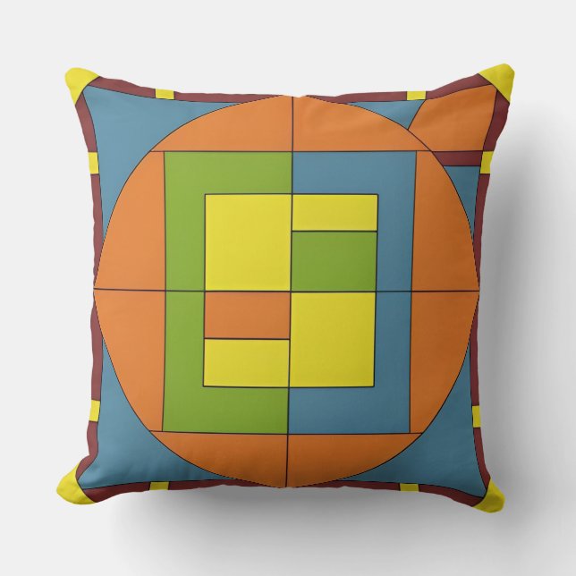 Colourful Geometric Abstract Design Cushion (Front)